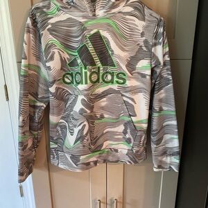 Adidas Boys Green and Gray Hoodie